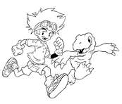 coloriage digimon tai et agumon